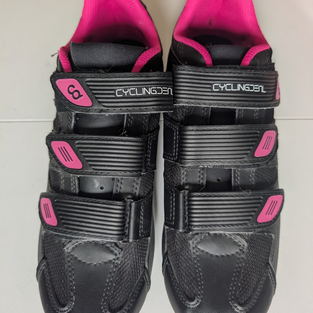 Black and Pink Athletic Cycling Shoes
